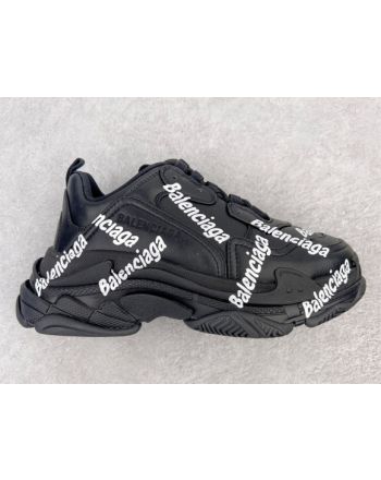 Balenciaga Triple S Stylish Lace-Up Sneakers Black & White 536737W2FAB1090